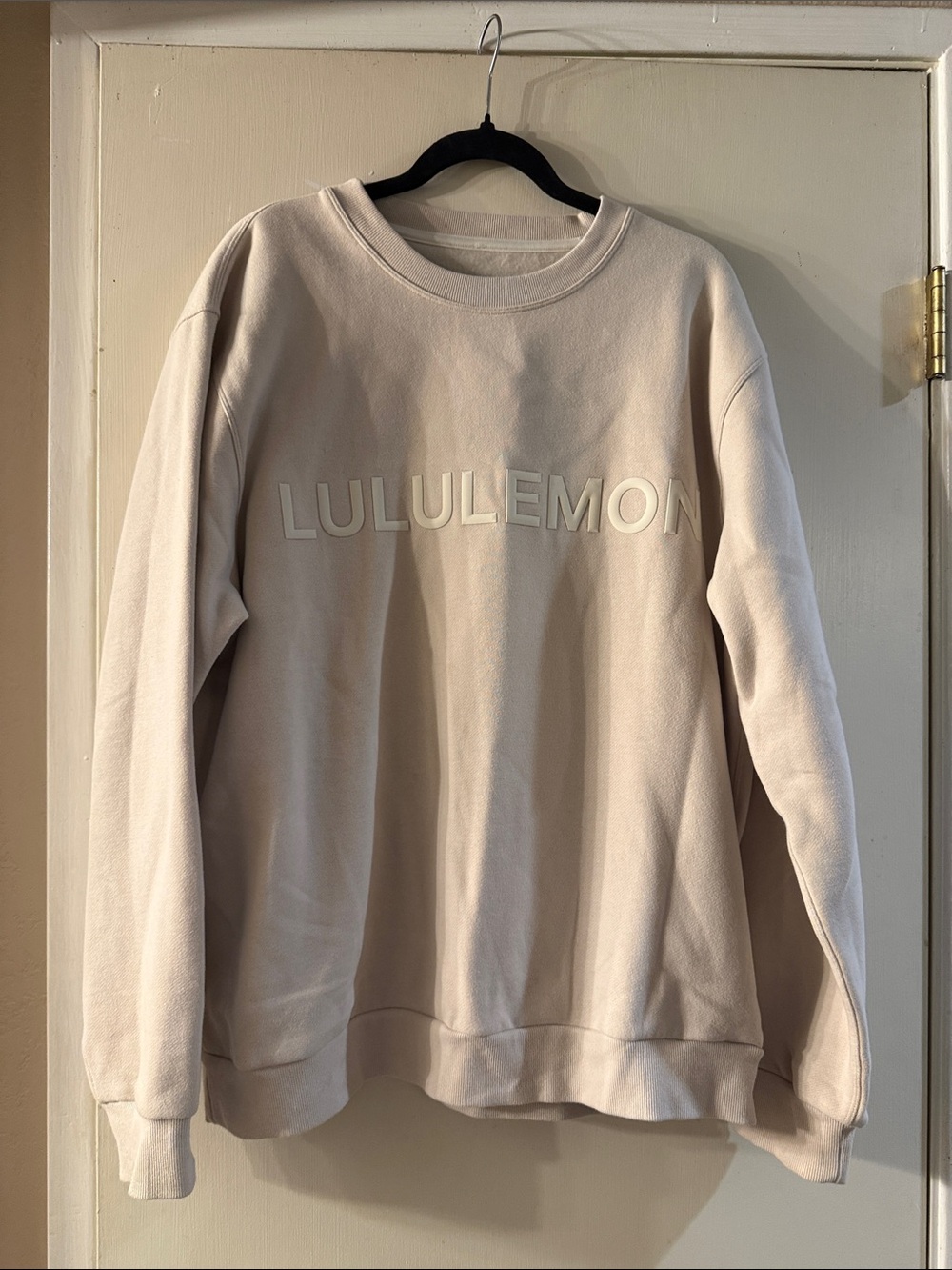 Lululemon Tonal Logo Crewneck Sweatshirt Cream Beige